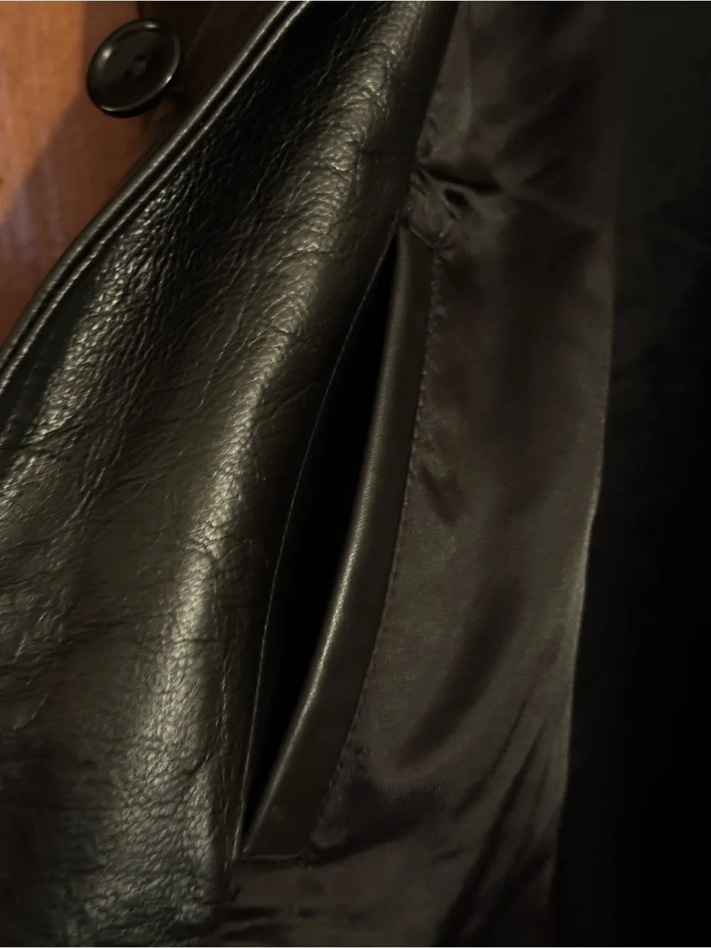 Banana Republic Black Leather Trench Coat Men’s size XL. Excellent.